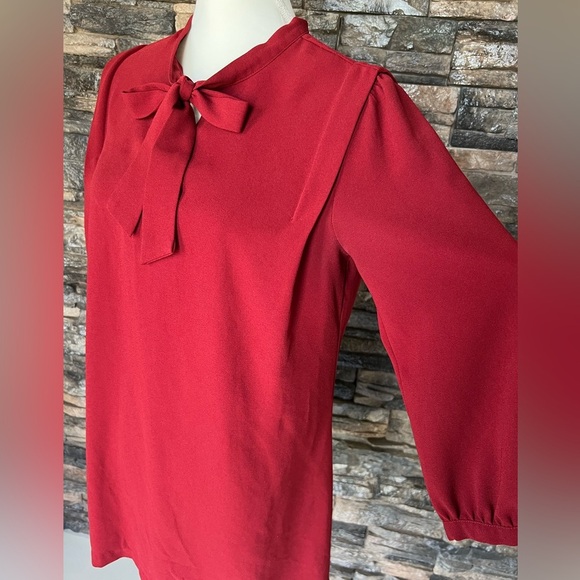 Forever 21 Red Tie Front Puff Sleeve Dress - Picture 4 of 10